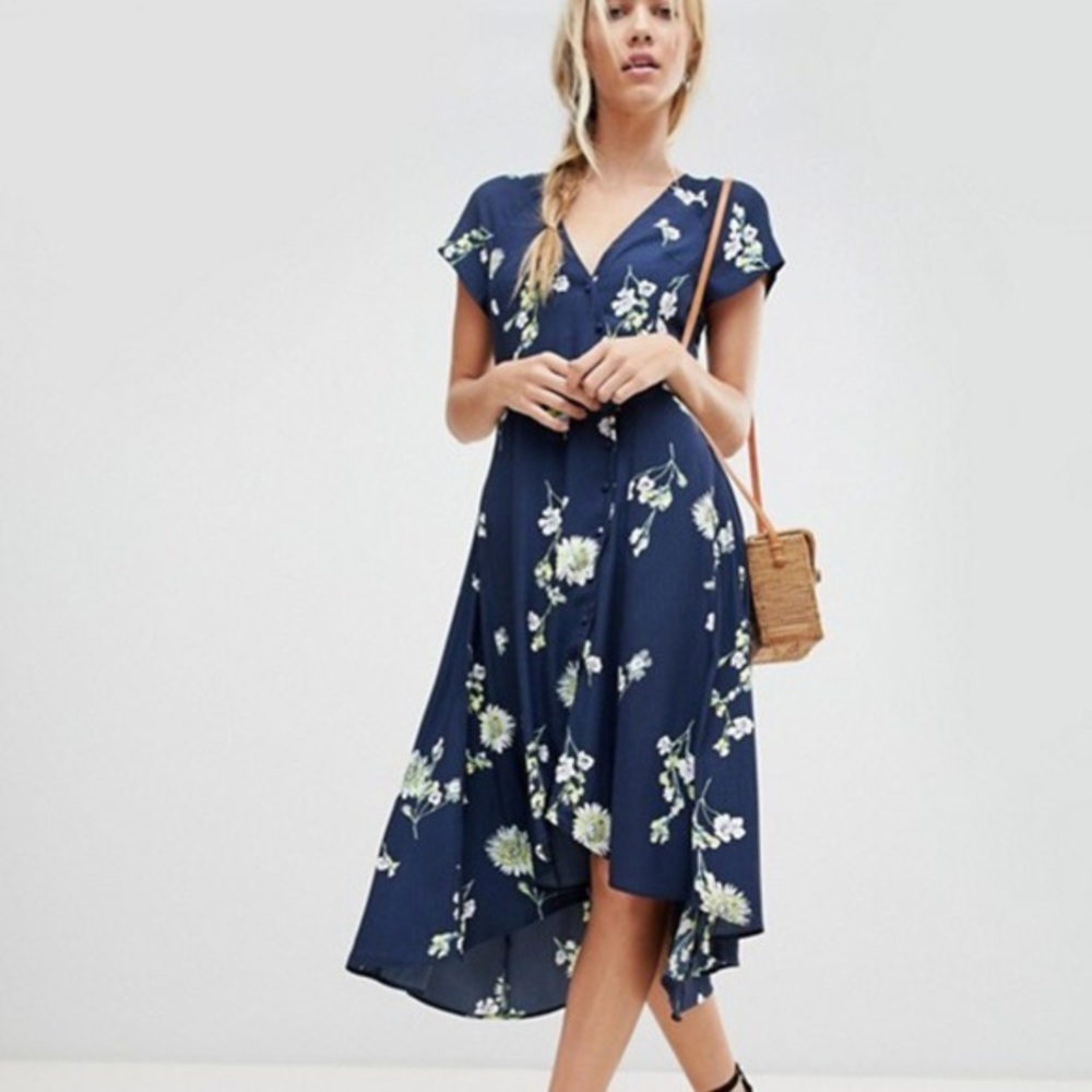 NWT Free People High low flower button down dress